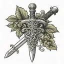 sword with ivy vines tattoo design idea