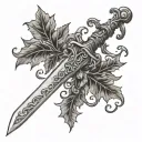 sword with ivy vines tattoo design idea