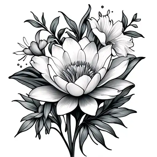sun catcher carnation tulip water lily larkspur gladiolus narcissus tattoo design idea