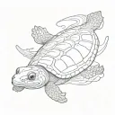 softshell turtle swimming tattoo design idea