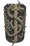 Aztec dragon wrapping around a cross  tattoo design idea