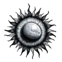 sun and pebble tattoo design idea