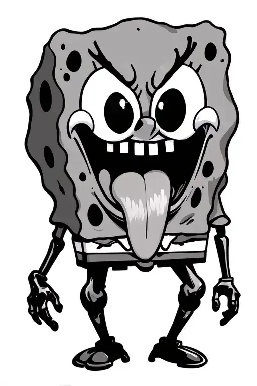 venom SpongeBob showing his tongue coming tattoo design idea