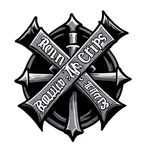 Cross Tatto with the name Rollin Crips tattoo design idea