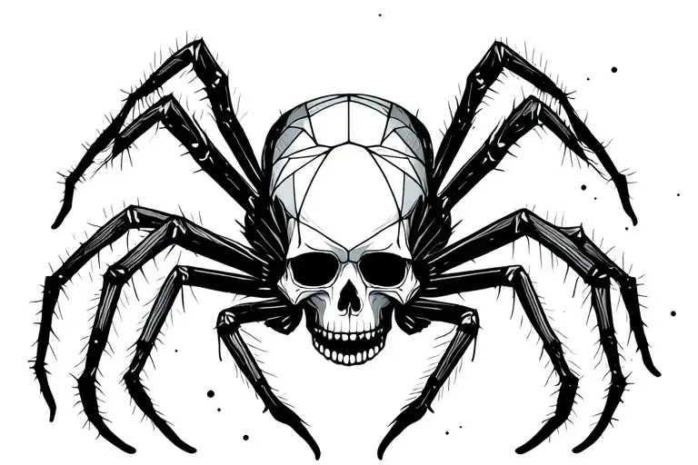 skull and spider tattoo design idea