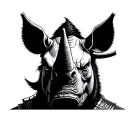 samurai with a rhinoceros head tattoo design idea