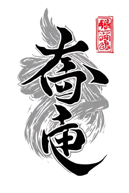 brazilian jiu jitsu kanji with black belt intertwined tattoo design idea