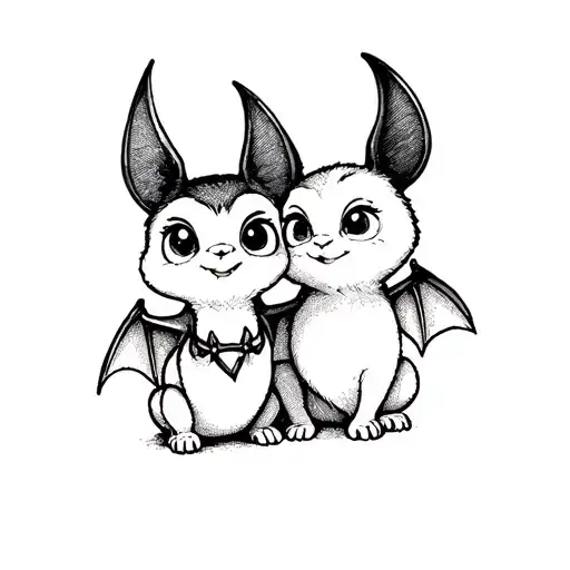 cute disney bat best friends tattoo design idea