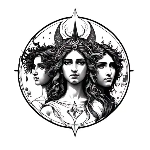 Gemini, aquarius and virgo zodiac sign tattoo design idea