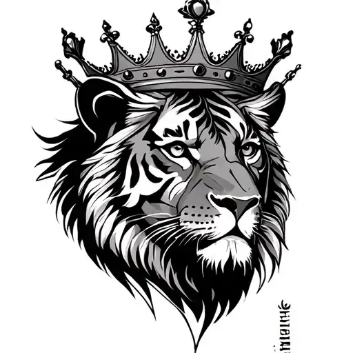 lion tiger crown tattoo design idea