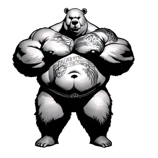 Bald Gay "Muscle chubby Bear" With A Belly Tattoo design tattoo design idea