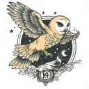 hedwig flying with letter tattoo design idea