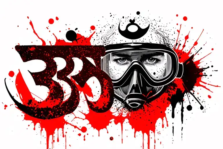 Sanskrit Breathe: Br, Sanskrit Aum beside, then a Snorkel/Mask: to LOOK Like the Word 'Breathe' tattoo design idea