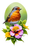 robin and wallflowers tattoo design idea