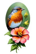 robin and wallflowers tattoo design idea