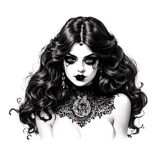 Gothic Pin Up Girl tattoo design idea