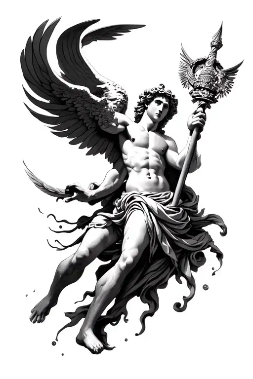 Hypnos Greek god symbolism, Tyche Greek goddess symbolism, poseidon effects tattoo design idea