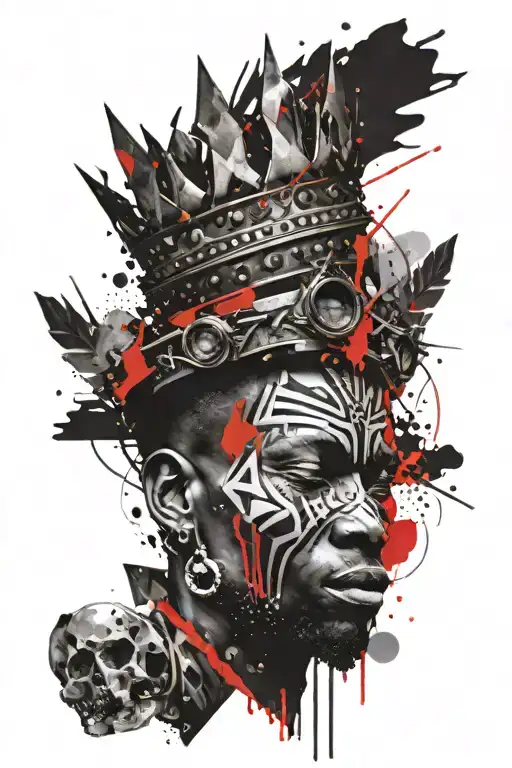 Crown black African tattoo design idea