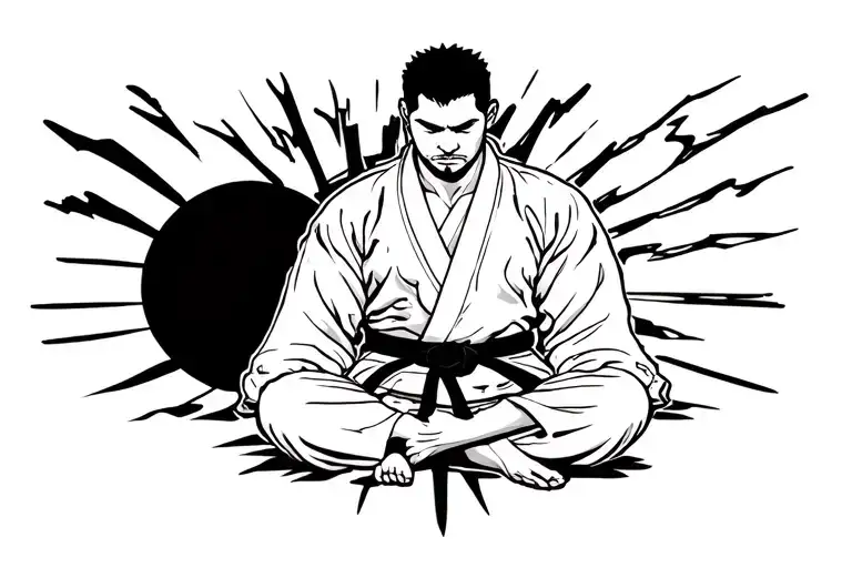 judo figter sitting tattoo design idea