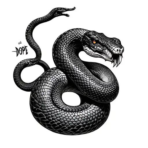 snake made of the words dope and hoes tattoo design idea
