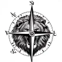 compass clock forearm lion head tattoo design idea