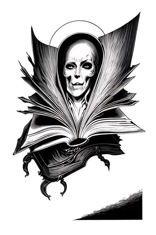 open book with fantasy themed tattoo tattoo design idea