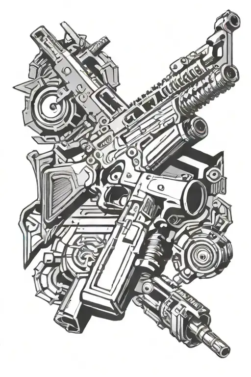 cyber sigilism of an ar 15 tattoo design idea