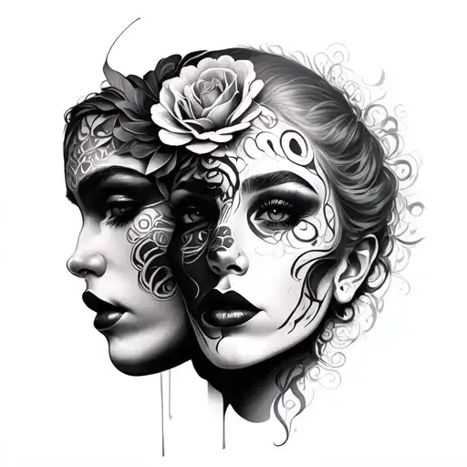 Double Face tattoo design idea