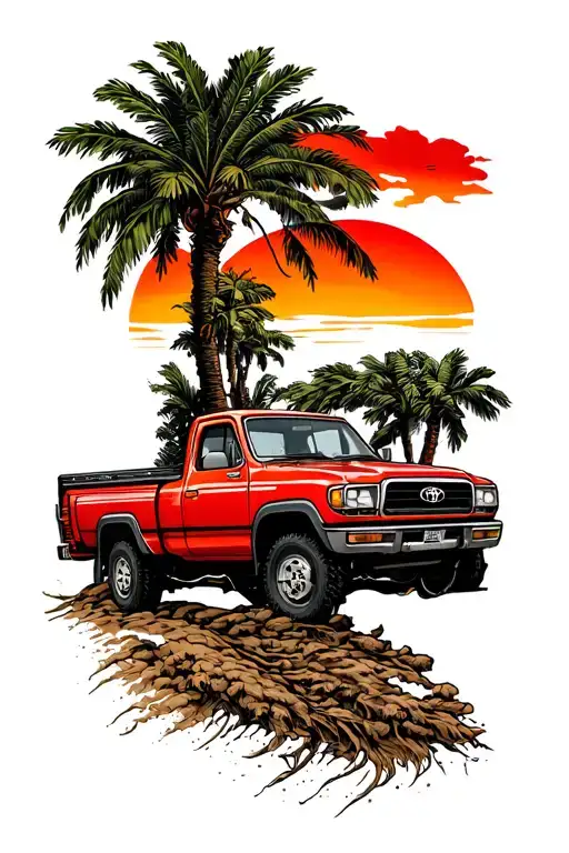 22re Toyota Tacoma driving tattoo design idea