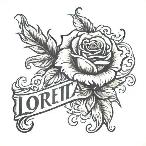 Loretta name with rose for hand tattoo tattoo design idea