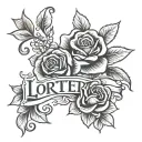 Loretta name with rose for hand tattoo tattoo design idea