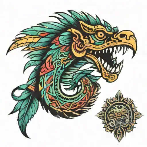 aztec feather serpent  tattoo design idea