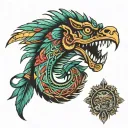 aztec feather serpent  tattoo design idea