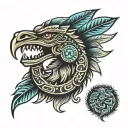 aztec feather serpent  tattoo design idea