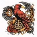 the caduceus snakes and blade kill raven surrounded tattoo design idea