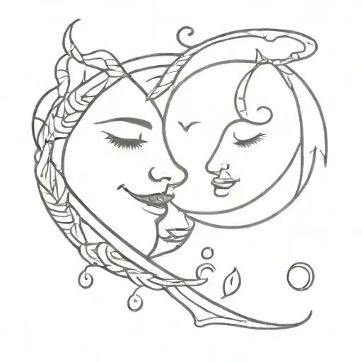 smile now cry later in moon intertwined tattoo design idea