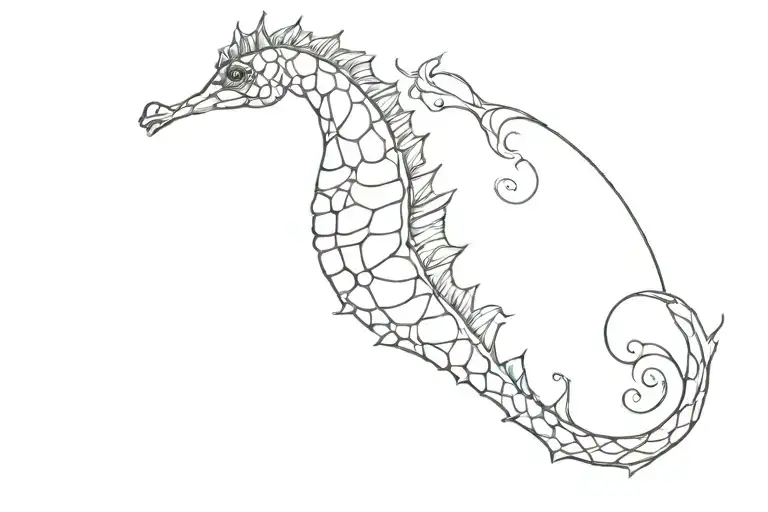 seahorse seabed tattoo design idea
