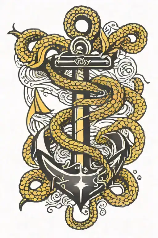 Anchor with the gadsden flag snake wrapped around it  tattoo design idea