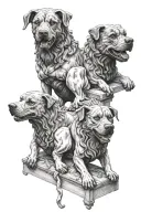 cerberus dog  3 headed statue tattoo design idea
