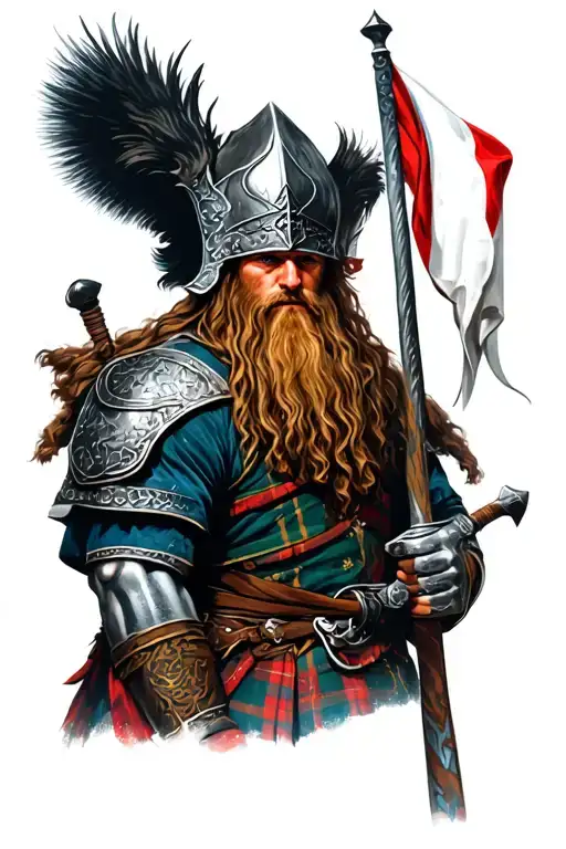 scottish warrior in battle tattoo design idea