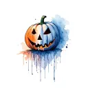 ghost with pumpkin head tattoo design idea