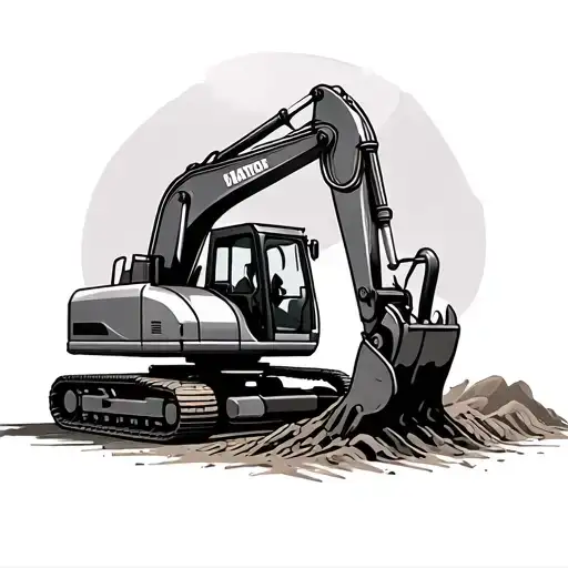 excavator digging tattoo design idea