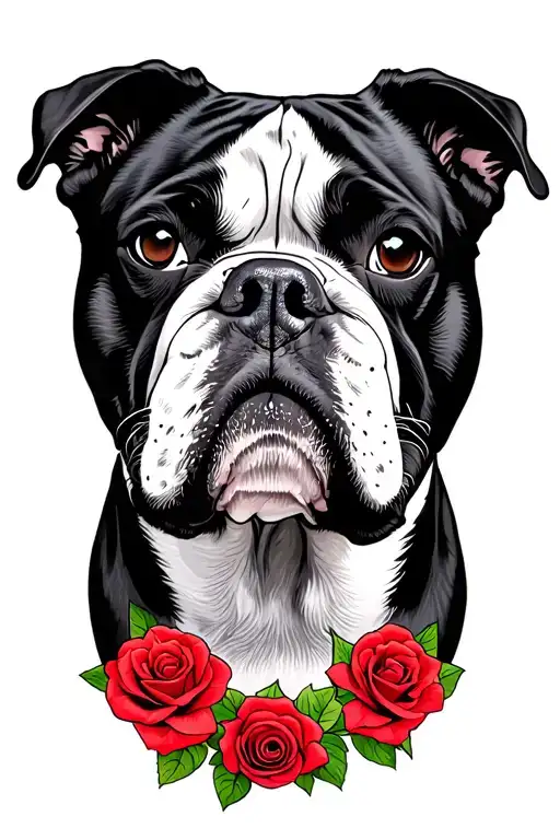 American bulldog roses mandala design incorporating tattoo design idea