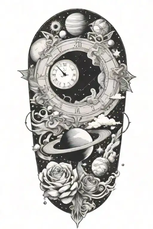 sky,planets,time universe, tattoo design idea