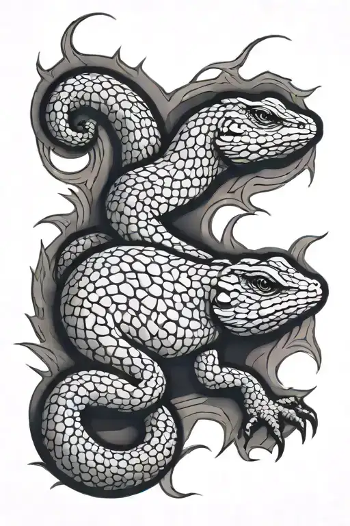 reptile inspired blackwork tattoo design idea