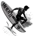 man surfing with Roman numerals of March 17  tattoo design idea