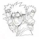 Satoru Gojo and Naruto characters tattoo design idea