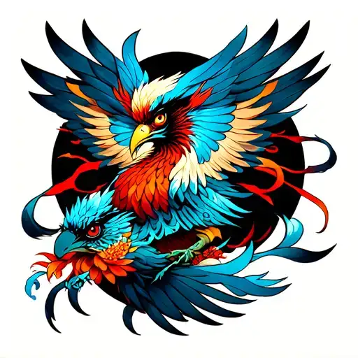 garuda / sky / energy centers tattoo design idea