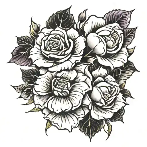 Japanese styled rose intertwined tattoo design idea