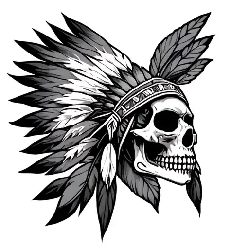 Native American Skull tattoo design idea